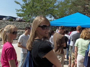 Waiting in line during my orientiation in August 2007