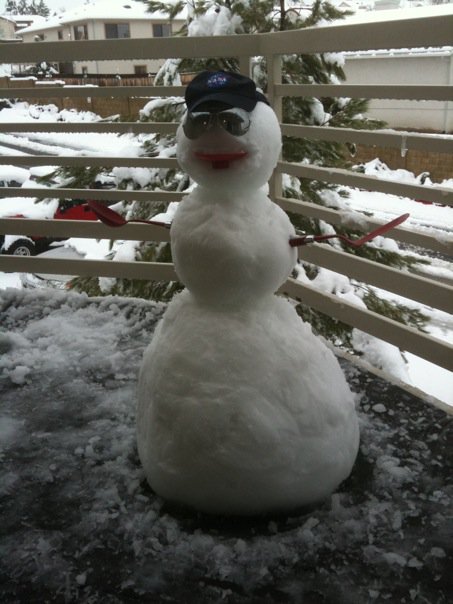 Snowman again.  Notice the NASA hat and Aviators - only a Riddle student would build a snowman like that.