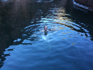 This is me swimming in the cool, clear water of the natural swimming hole on Bell Trail #13.